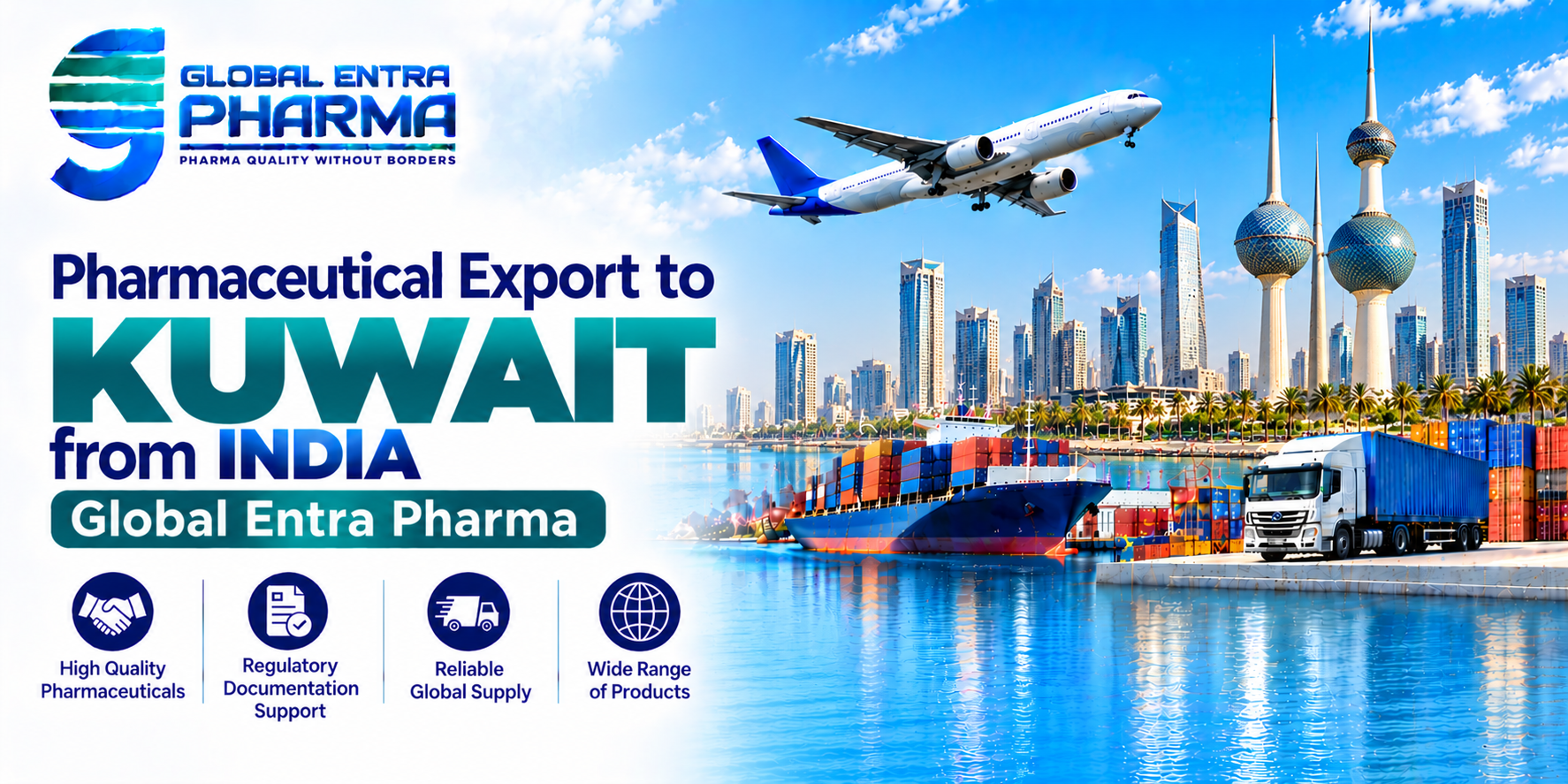 Pharmaceutical Export to Kuwait from India | Global Entra Pharma